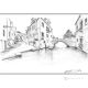 CANNAREGIO - VENISE Dessin au crayon sur carton moderne Made in Italy 