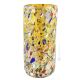 VASE ARLECCHINO authentique verre soufflé de Murano avec Murrine et feuille d'argent 925 fait main Made in Italy