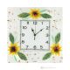 Horloge murale TOURNESOL, en verre transparent avec gouttes, dessin en relief, fait main