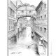 PONT DES SOUPIR - VENISE Dessin au crayon sur carton moderne Made in Italy 